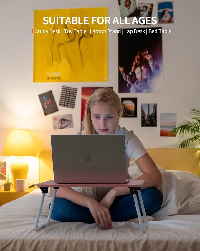 Foldable Lap Desk, Laptop Bed Desk, Portable Bed Table, Laptop Stand for Bed & Couch, Lightweight & Mini - Oak