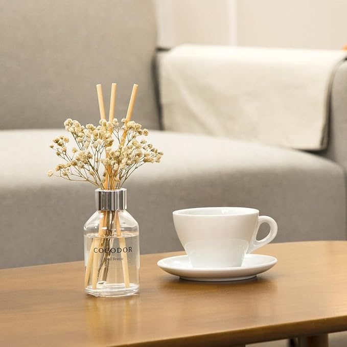 COCODOR Flower Reed Diffuser Set / 3.4oz / Garden Lavender/Scent Diffuser with Sticks Home Fragrance Reed Diffuser for Bathroom Shelf Decor