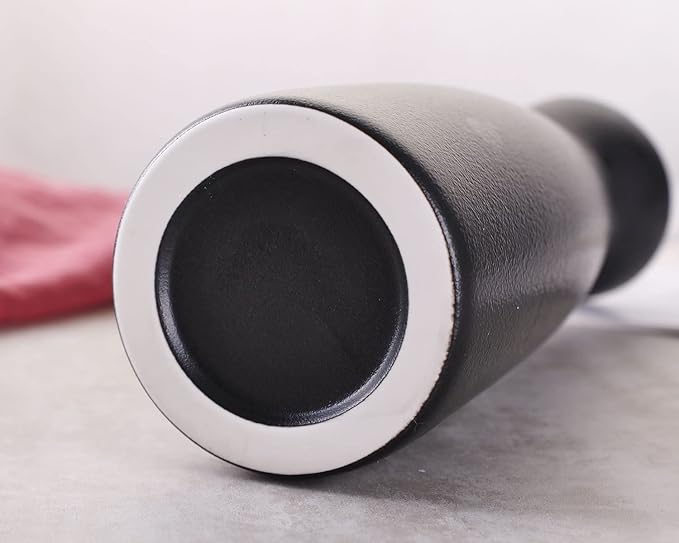 WHJY 8 inch Nordic Minimalist Black Matte Ceramic Vases, Japanese Zen Stoneware Flowerware, Floral Decorations, for Living Room, Study, Bedroom, Balcony, Bar - Tall Black