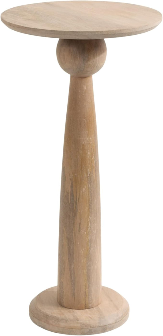 Kate and Laurel Jakob Modern Wooden Round Side Table, 12 x 24, Light Natural, Circle Pedestal Table for Use as Bedroom Nightstand, Indoor Plant Stand, or Decorative Living Room Table