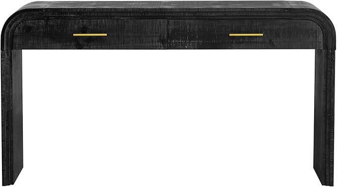 kevinplus 59'' Retro Console Table Sofa Table Entryway Table with Drawer Storage, Modern Mid-Century Retro Wood Console Sofa Table for Living Room Bedroom Hallway, Adjustable Foot Pad, Antique Black