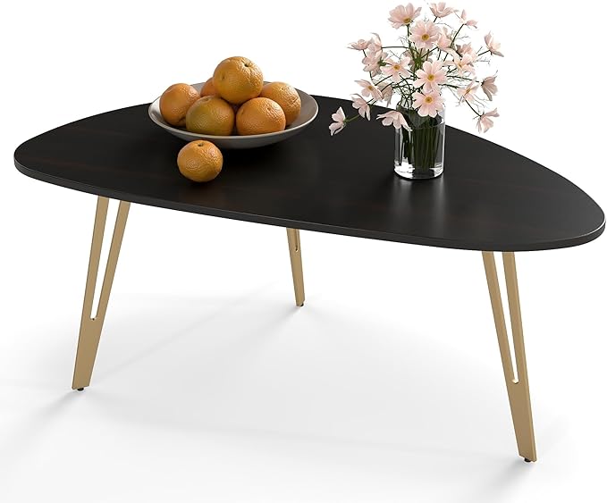 Manora Simple Dark Brown Oval Wood Coffee Table, Modern Tea Table for Living Room or Office, Cute Small Center Table for Compact Space