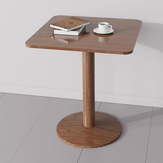 23.62" Mid-Century Modern Square Dining Table for 2 People, Small Dining Room Table with Sturdy Metal Pedestal, Square Kitchen Table for Dining Room, Kitchen, Living Room, Restaurants, Cafes