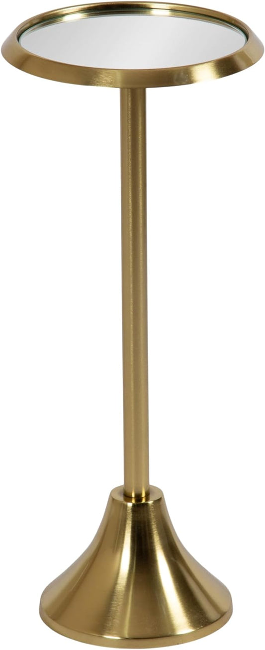 Kate and Laurel Sanzo Modern Pedestal Drink Table, 10 x 10 x 23, Antique Gold, Decorative End Table with Mirrored Tabletop for Use as Small Plant Stand or Cute Martini Table