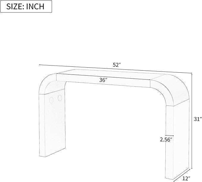 kevinplus 52'' Modern Console Table Sofa Table Minimalist Entryway Table, Contemporary Narrow Console Table Sofa Table for Living Room Dining Room Kitchen Entryway, Curved Tabletop, Black