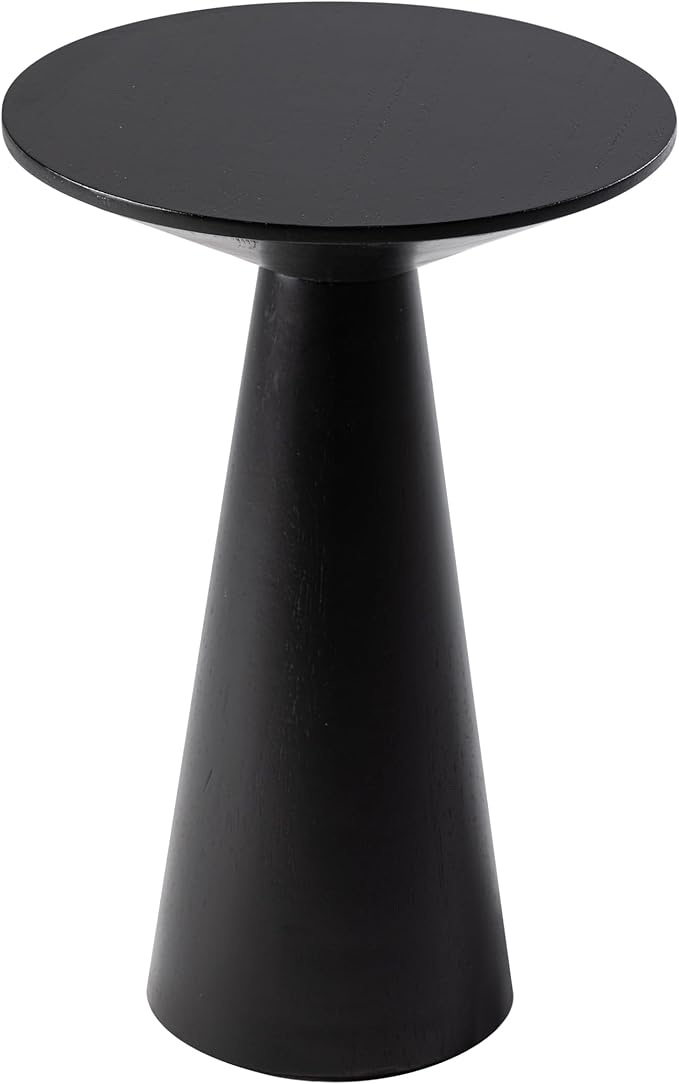 COZAYH Farmhouse Pedestal Small End Table Round Martini Table Wood Plant Stand Rustic Drink Table for Small Space Living Room, Bedroom, Black