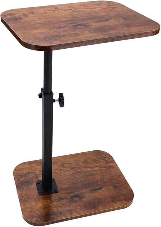 C Shaped End Table for Couch, 360° Swivel Height Adjustable TV Tray for Livingroom,Bedroom,Study and Small Spaces(Vintage Brown)