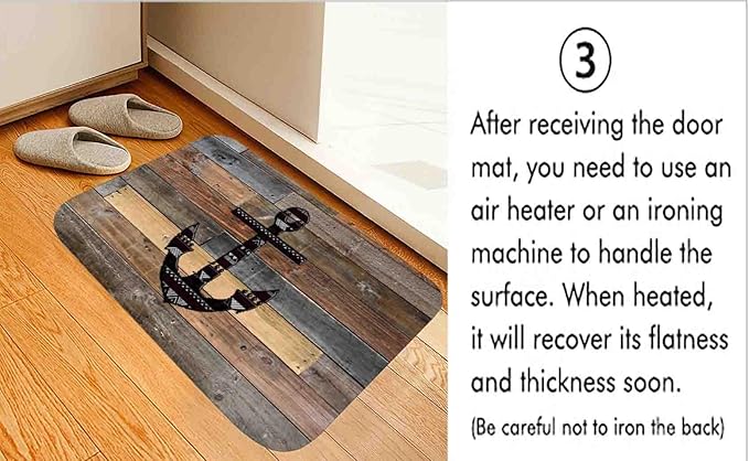 Bath Rugs Sponge Foam Absorbent Soft for Bathroom and Kitchen (21X35.5 inches),Flannel Mat Non Slip Bright 3D Print for Bedside and Living Room(Old Wooden Plank Anchor)