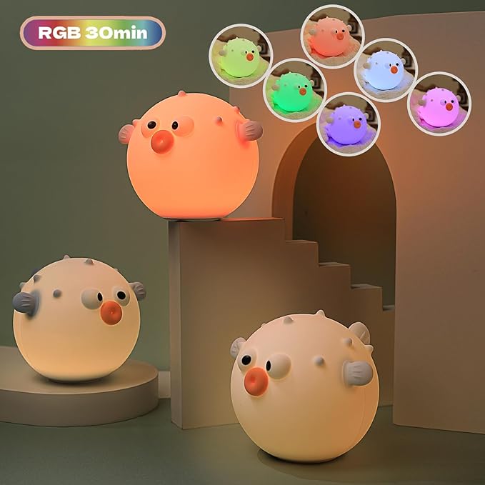 Cute Anemonefish Night Light, LED Squishy Night Lamp, Dimmable Timer Nursery Nightlight for Kids, Rechargeable Touch Lamp, Dorm Decor, Kids Funny Gifts(Pink Fish)