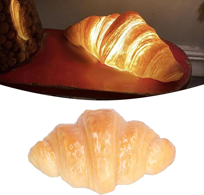 Agatige LED Night Light, Simulation Bread Battery Bedside Decoration Croissant Lamp for Home Bedroom Office(Croissant)