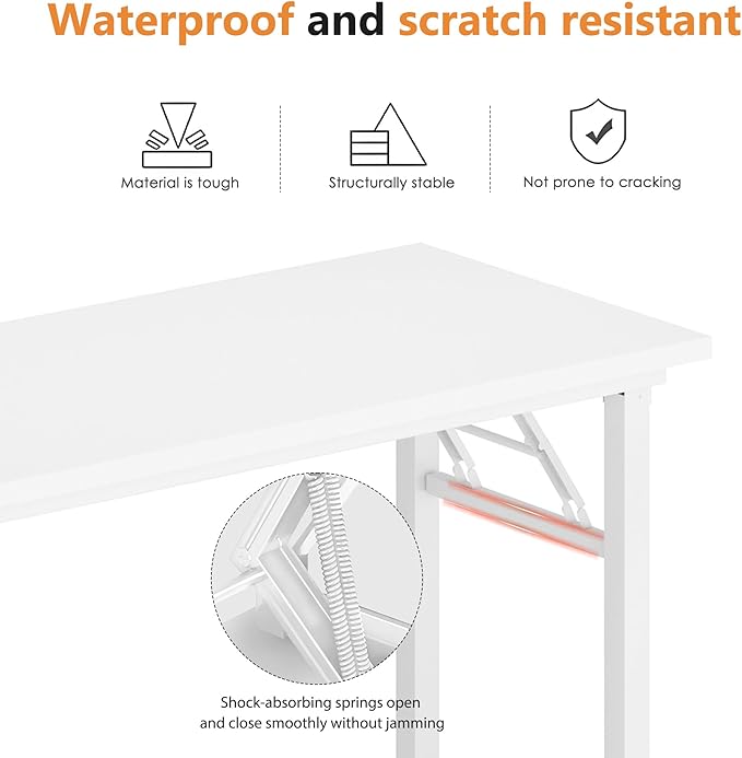 Folding Desk, 31.5 inch No Assembly Folding Desks for Small Spaces, Sturdy Foldable Computer Desk, Multi-Purpose Home Office Desks, Study Writing Desk Office Table Workstation for Home Office Outdoor