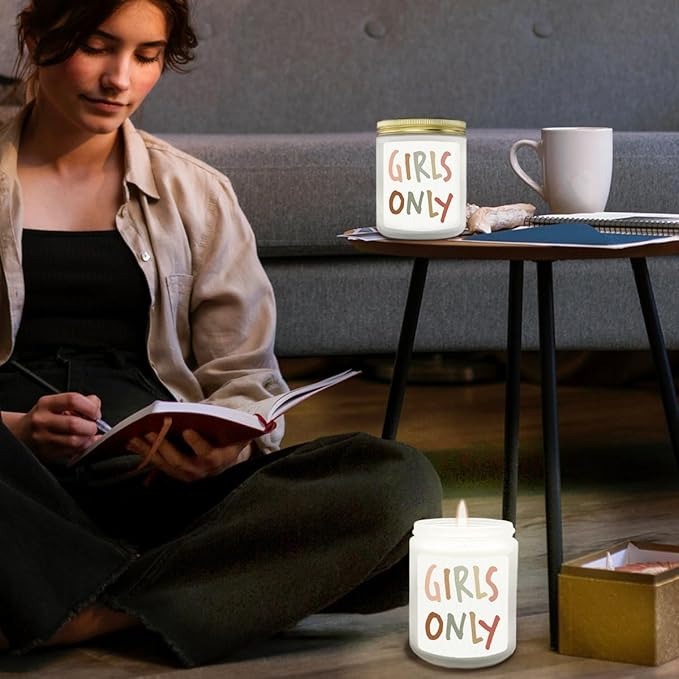 Girls Only Lavender Candle, Girl Gifts, Girls Room Decor, Baby Girl Nursery Decor, Scented Jar Candles for Baby Toddler Little Girls Room Playroom Nursery Decor