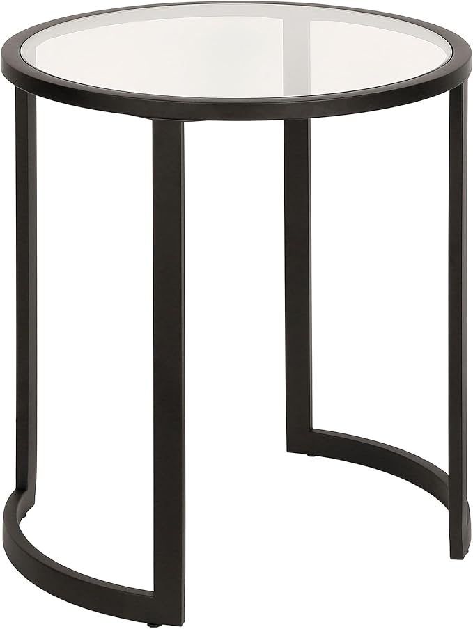 Mitera 20'' Wide Round Side Table in Blackened Bronze