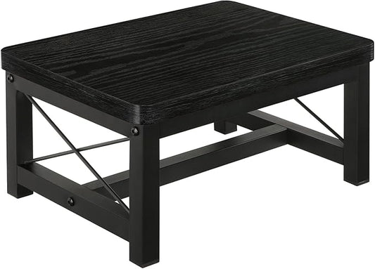 YINMIT Wooden Step Stool for Adults, Heavy Duty Step Stool with Non-Slip Feet, Bed Steps for High Beds for Adults, Wide Stepping Stool for Bedroom Kitchen, Hold Up to 500 LBS, Black