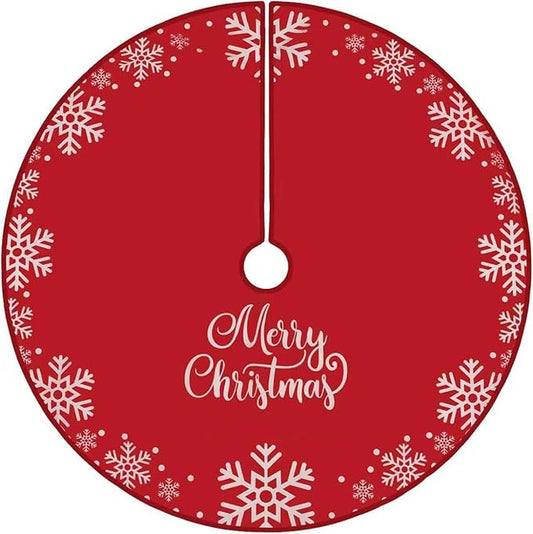 Flash World 36 Inch Large Christmas Tree Skirt Xmas Soft Cover Mat Decor Snowflake Collar Farmhouse Tree Skirt for Holiday Ornaments Party Home Indoor Decorations (E, 48INCH)