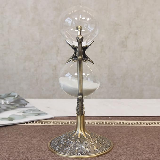 Hourglass Timer, 15 Minutes Hourglass Timer,Hourglass Desk Decor，Embossed Golden Hourglass Timer,Used for Vintage Home Decoration, Office Decoration, Kitchen Wedding Gifts (C)