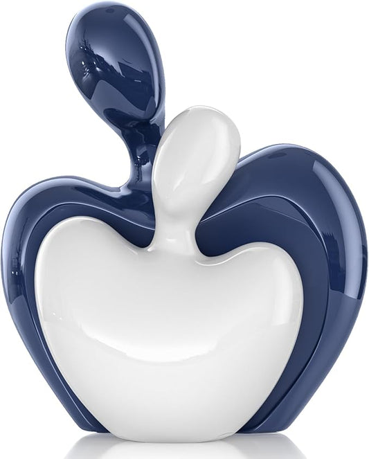 XMGZQ Blue White Mini Hugging Couple Statue Ceramic Lover Figurine Home Decor is a Romantic Gift for Her on Wedding Anniversary and Valentines, TV Stand Decoration Knick Knacks for Shelves (Blue)