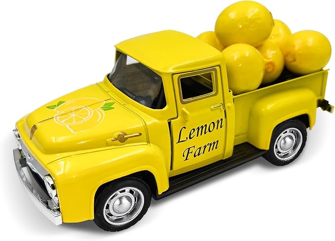 Lemon Truck Decor with Mini Fake Lemons Lemon Decorations for Home Kitchen Farmhouse Tabletop Centerpiece Summer Tiered Tray Decor Lemonade Stand Decorations Amalfi Coast Party Favor, Yellow