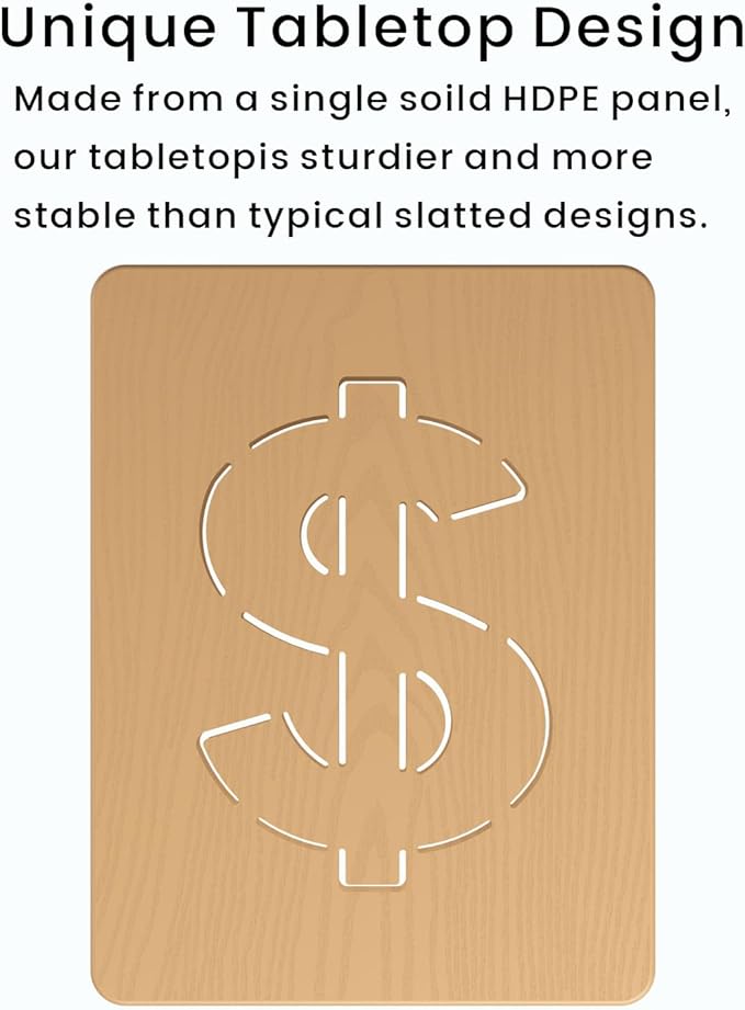 16.6'' HDPE Outdoor Side Table, Weatherproof Small Outdoor Table for Adirondack, Patio, Porch, Balcony, Poolside (2-Tier, Teak)