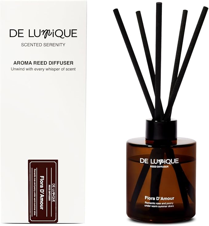 Flora D’Amour Reed Diffuser Oil for Home – Long Lasting Diffusers for Home with Rose, Peony, Magnolia & Peach – Premium Aroma Fragrance for Room, Bedroom & Bathroom – 150ml