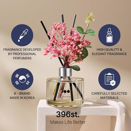396 st. Preserved Baby's Breath Flower Reed Diffuser, White Musk, 200ml(6.7oz) / Reed Diffuser Sets, Home Fragrance, Scented Oils, Home & Bathroom Décor