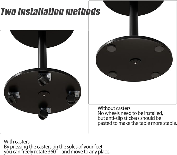 Pedestal with Wheels TV Tray Table, Rotating Couch Tables That Slide Under, Small Side Table for Living Room and Bedroom Sofas, Beds, Mini Coffee Tables, (H) 22.4 *(W) 11.8 (Assembly Required)