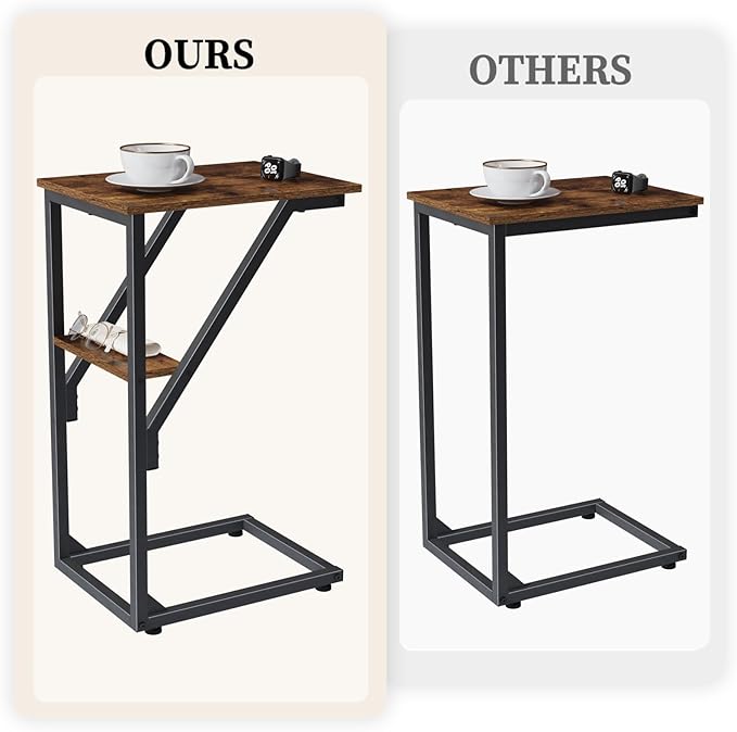 C-Shaped End Table, Small Side Table for Couch, Sofa TV Tray Table for Living Room, Bedroom, Bedside ET-D-BR1