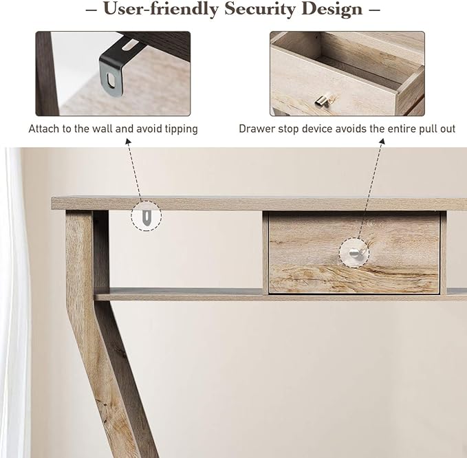 Safeplus 47" Accent Console Tables with Drawer and Shelf for Living Room Hallway Entryway