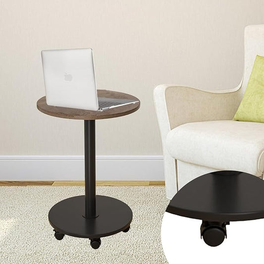 Pedestal with Wheels TV Tray Table, Rotating Couch Tables That Slide Under, Small Side Table for Living Room and Bedroom Sofas, Beds, Mini Coffee Tables, (H) 22.4 *(W) 11.8 (Assembly Required)