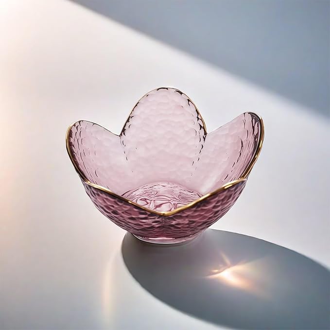 Small Purple Flower Jewelry Dish, Glass Jewelry Ring Tray Trinket Bowl, Nightstand Decor Ring Holder for Women, Wedding, Birthday, Mother's Day Gifts for Women