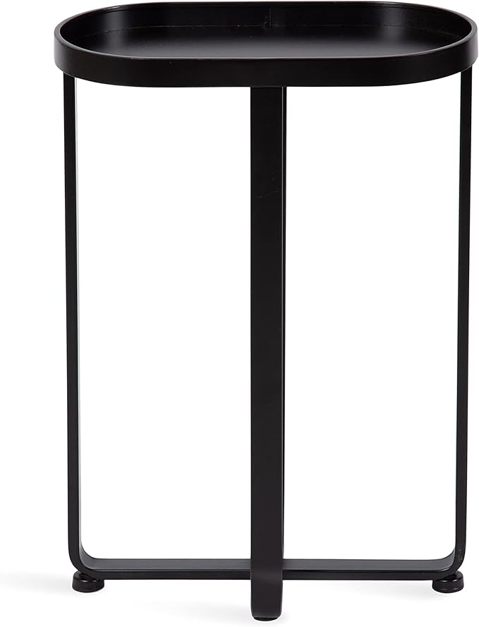 Kate and Laurel Zabel Capsule Narrow Metal Side Table; 17 x 9 x 24; Black; Decorative Transitional Slim Rounded Oval End Table for Small Spaces and Display