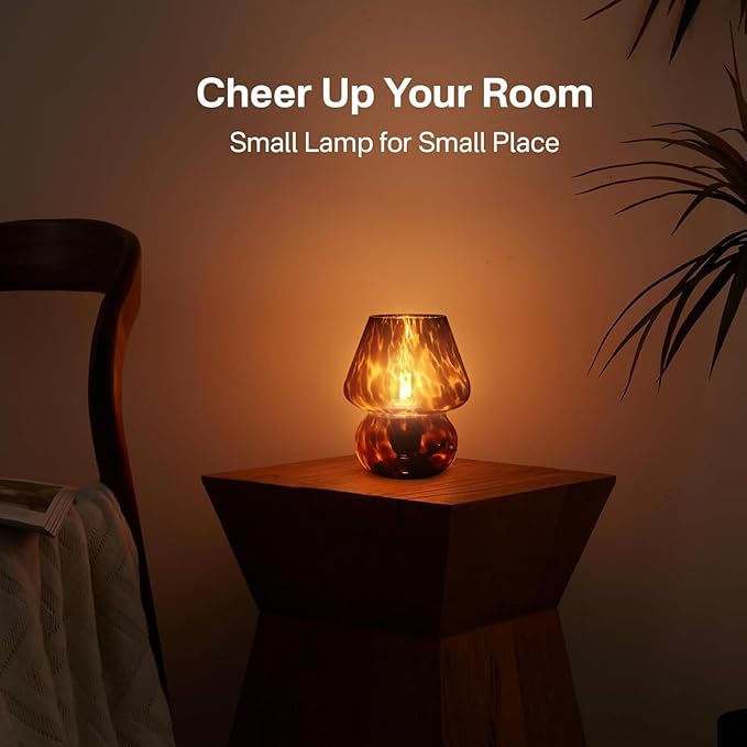 Mushroom Lamp Small Lamp Table Lamp for Bedroom, Desk Bedside Lamps for Living Room,Mushroom Decor Cute Mini Modern Mid Century Lamps for Night Stands,Aesthetic Home Living Room Decor(Black)