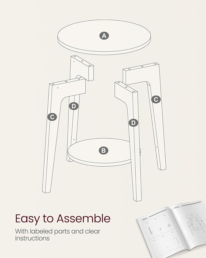 VASAGLE MAEZO Collection - Side Table, 2-Tier Small Round End Table, Nightstand with Tapered Legs, Curved Transitions, for Small Spaces, Living Room, Bedroom, Natural Beige ULET283N01