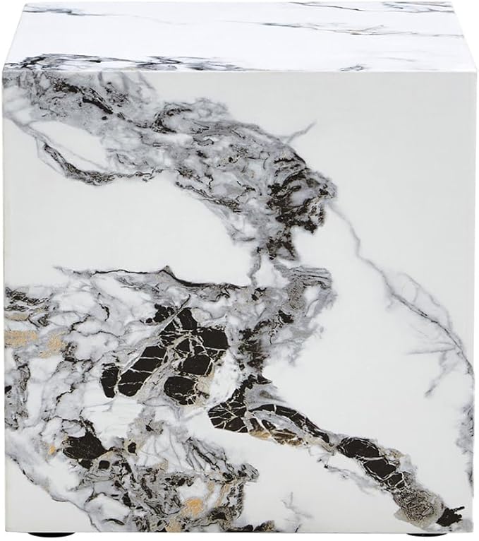 Side Table, End Table Living Room Table, Faux Marble Sofa Couch Bedside Table, Nightstand for Small Spaces, Bedroom