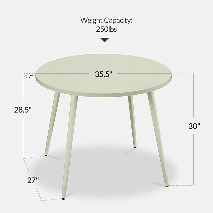 Best Choice Products Round 35.5in Dining Table for 4 w/Sturdy Wood Finish Steel Legs, Mid Century Modern, Space-Saving, Small Space Circle Dinette for Home, Kitchen, Apartment - Sage Green