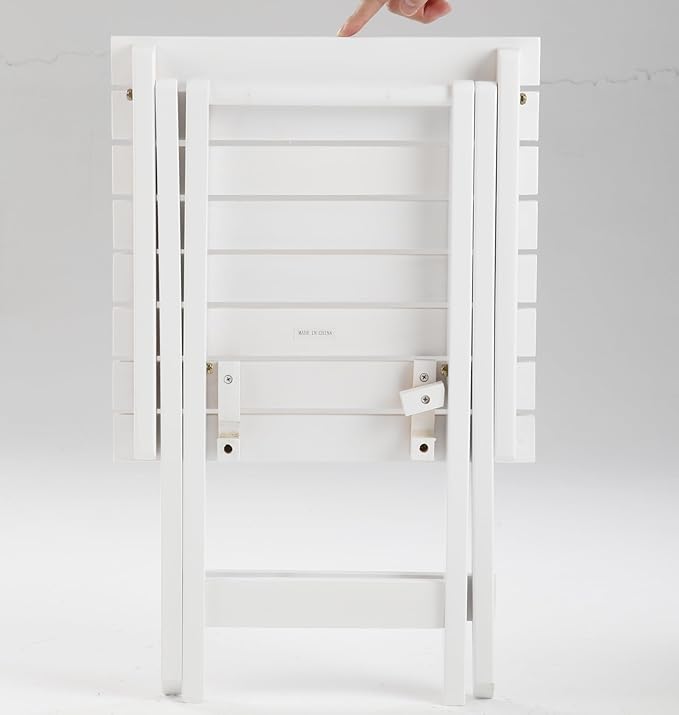 Small Side Table Square Folding, Patio Foldable Wooden End Table for Outdoor Indoor Porch Camping Living Room Bedroom, as Coffee Table or Plant Stand, White