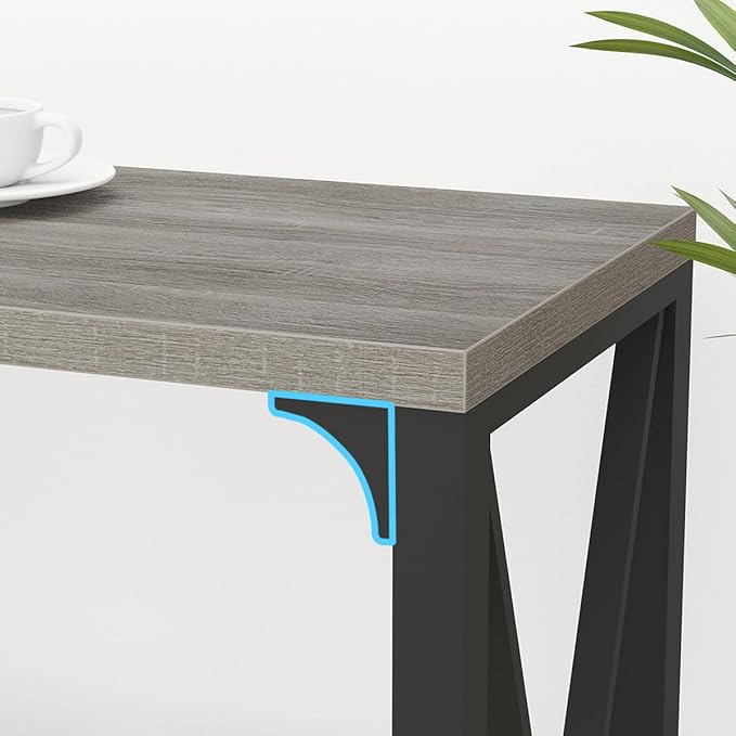 IBF Long Entryway Console Table, Industrial Metal Wood Entry Table with Storage Shelves, Modern Rustic 3 Tier Sofa Table for Entry Way Hallway Behind Couch Living Room Bedroom, Light Grey Oak, 63 Inch