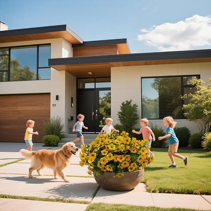 12 Bundles Artificial Flowers for Outdoor Indoor Fake Flowers UV Resistant Artificial Outdoor Flowers Fake Plants Beautiful Faux Flower for Porch Garden Home Patio Decor Home Wedding (Yellow)