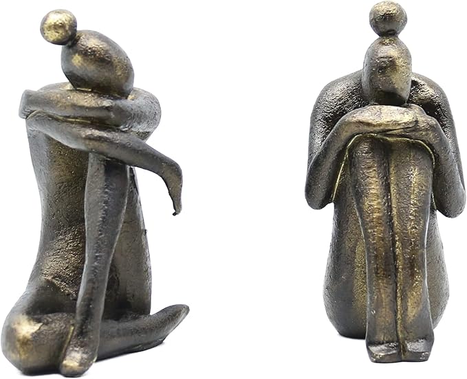 Lukitas Unique Decorative Girl Thinker Bookends, Non-Slip Book Holder, Home Office Bookshelf Decor, Creative Desktop Ornaments for Study Room Hotel Shelves, Resin, 1Pair/2Piece 6.5''