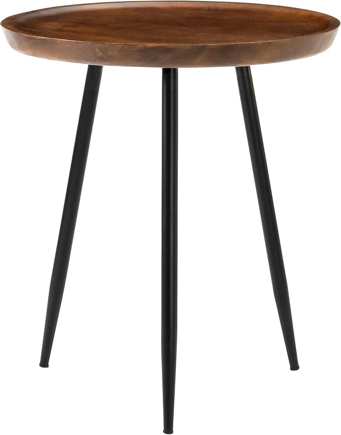 MH London Modern Side Table-Dilan Tri Pin End Table. Exclusively Designed Hand-Crafted Small Nightstand. Solid Wood Round End Table.Contemporary Accent Table for Bedrooms, Living Rooms and Home Office