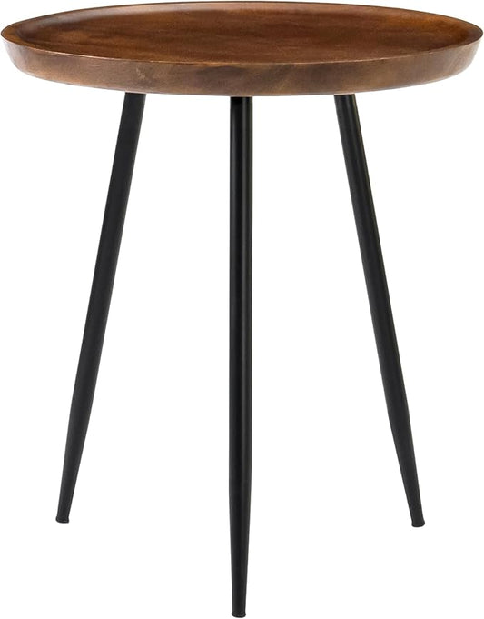 MH London Modern Side Table-Dilan Tri Pin End Table. Exclusively Designed Hand-Crafted Small Nightstand. Solid Wood Round End Table.Contemporary Accent Table for Bedrooms, Living Rooms and Home Office
