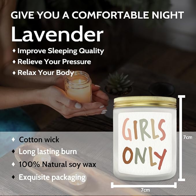 Girls Only Lavender Candle, Girl Gifts, Girls Room Decor, Baby Girl Nursery Decor, Scented Jar Candles for Baby Toddler Little Girls Room Playroom Nursery Decor