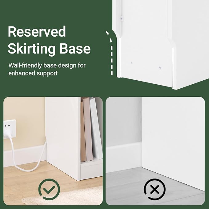 SoBuy Narrow Nightstand Set of 2 with Charging Station, Slim White Bedside Tables with USB & Type-C Ports, Drawer and Shelf, Modern Side Tables for Bedroom, Living Room or Dorm, FBT111-E-WNx2