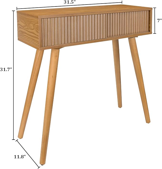 Console Table, Small Console Tables for Entryway，31" Vanity Desk Fluted Dresser Side Table, Brown Entry Table Narrow Console Table Modern Hallway Table Modern Sofa Table for Living Room(Brown)