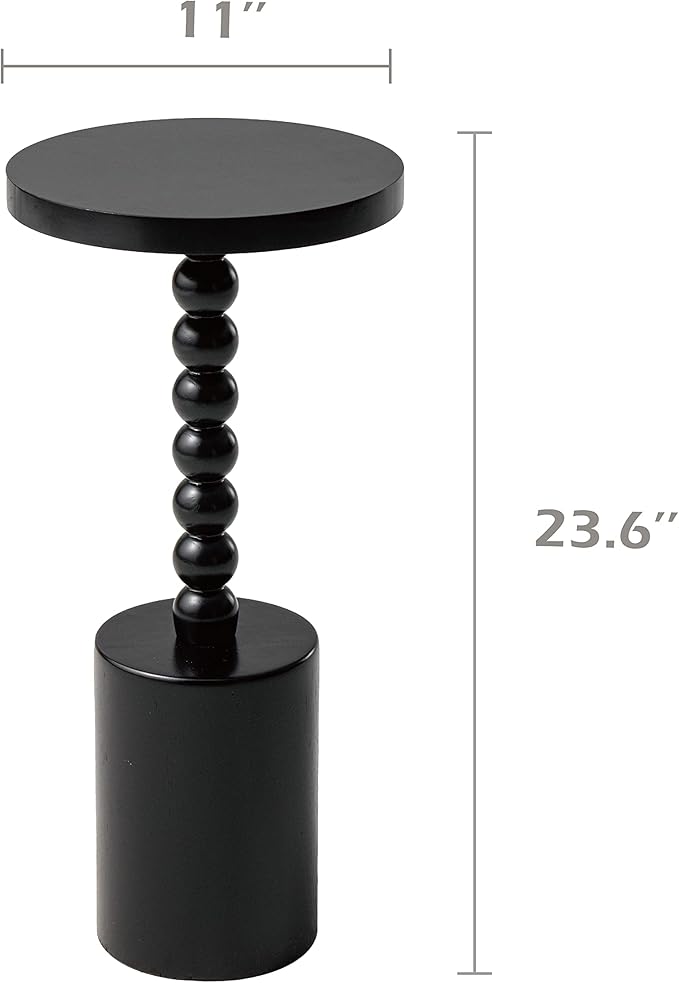 LONYKE Wood Drink Table, Round Martini Table, Modern Pedestal End Table with Base for Small Space Living Room, Bedroom, Black