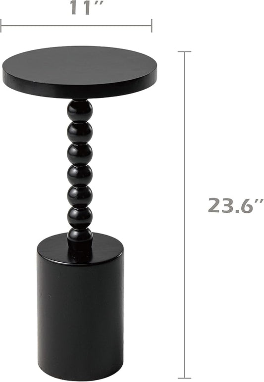 LONYKE Wood Drink Table, Round Martini Table, Modern Pedestal End Table with Base for Small Space Living Room, Bedroom, Black