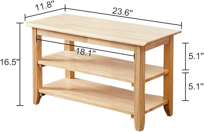 XKZG Storage Bench Wooden Shoe Rack Bench Simple Style Wood Entryway Bench (Natural,23.6")