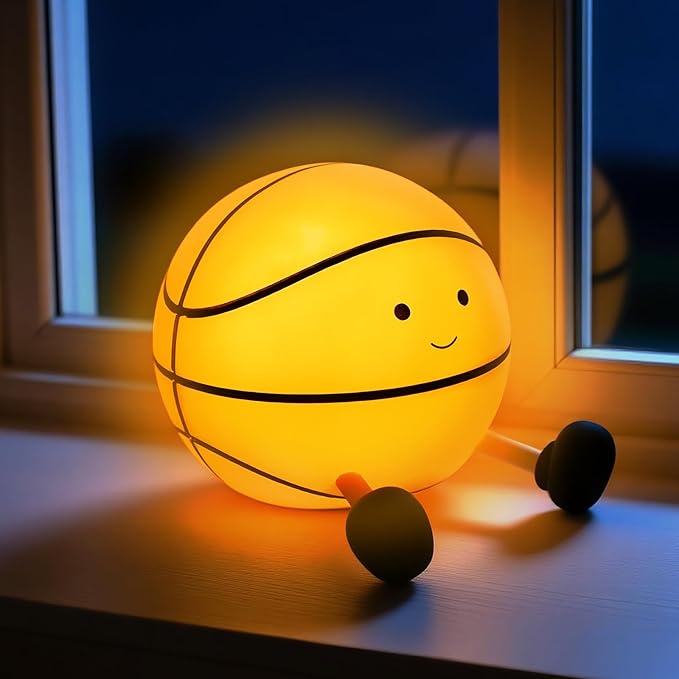 QANYI Sport Fans Basketball Lamp, LED Sports Light Rechargeable for Boys Room Bedroom Decor, Light Up Basketball Decoration Christmas Gift Ideas for Girls Children Teens Kids 8-12 Boys