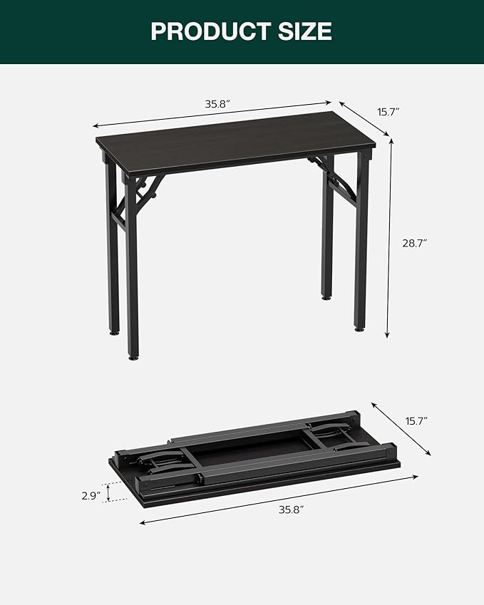Frylr Small Folding Computer Desk – Portable 35.8 Inch Foldable Laptop Table, Collapsible and Compact for Easy Storage and Fast Setup, Lightweight for Small Spaces, Craft and Study Use,Charcoal Wenge