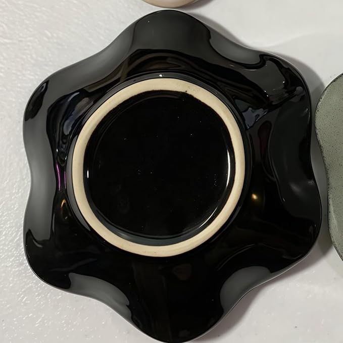 2Pcs Ceramic Jewelry Dish - Lotus Leaf Shape, for Ring Holder Necklace Small Key, Suitable for Mother Friend Sister, Gifts for Women, Cute Plate Trinket Tray, Home Decor (Blue-2PCS)